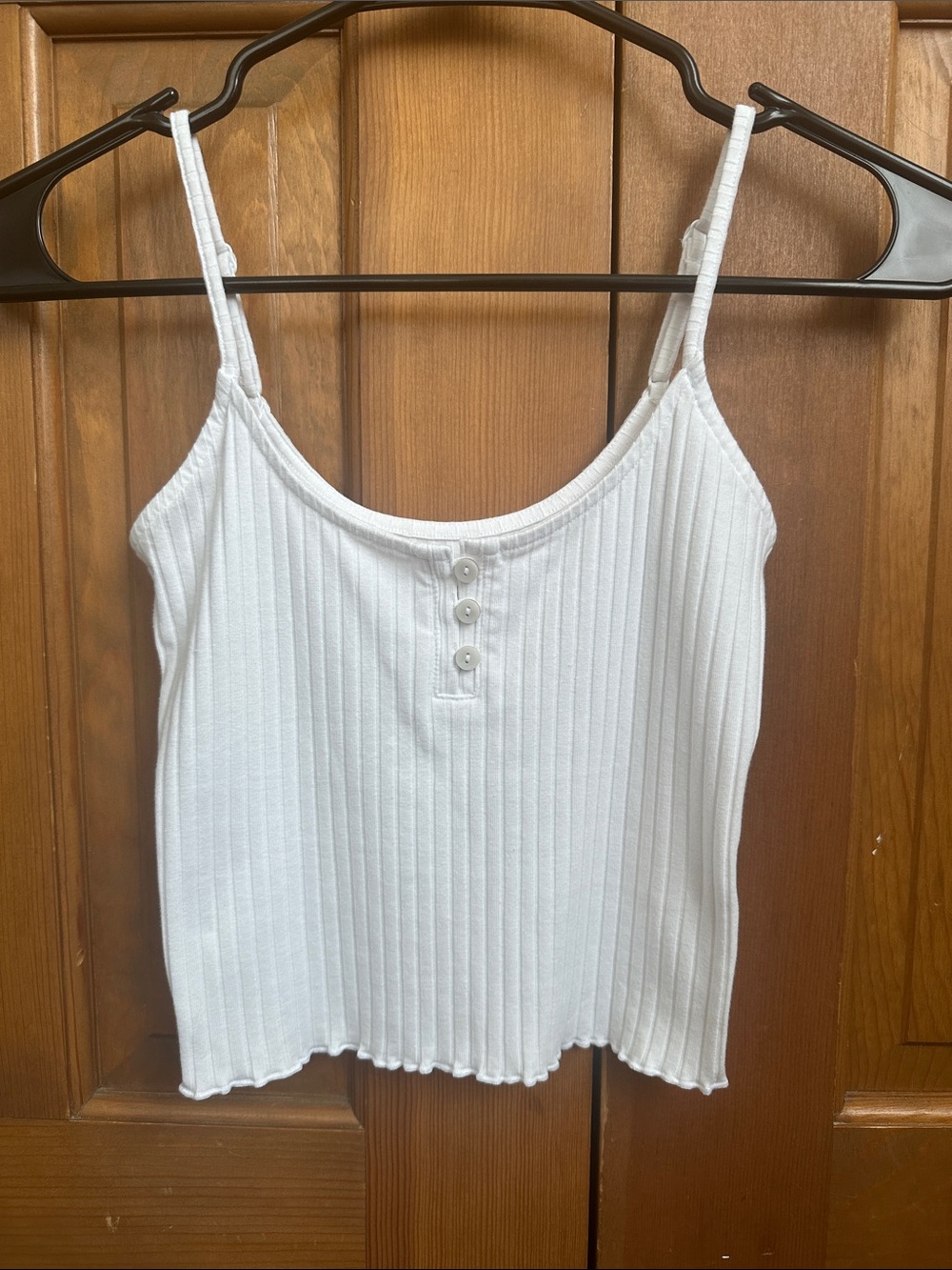 American Eagle Outfitters Women’s XS White Ribbed Button-Front Camisole